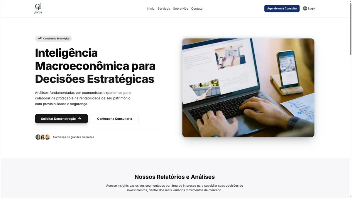 Página inicial da Gioia Investimentos